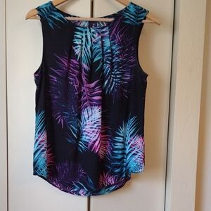 Worthington Blue and Purple Pleated Tank Top
